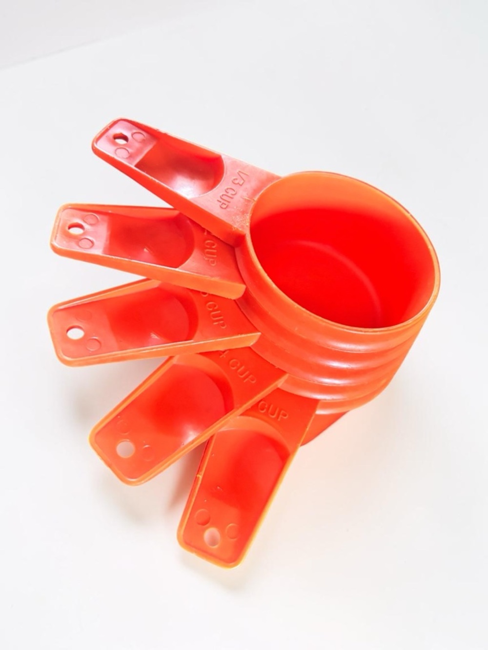 Vintage Orange Measuring Cups Set Retro Kitchen Baking Gift